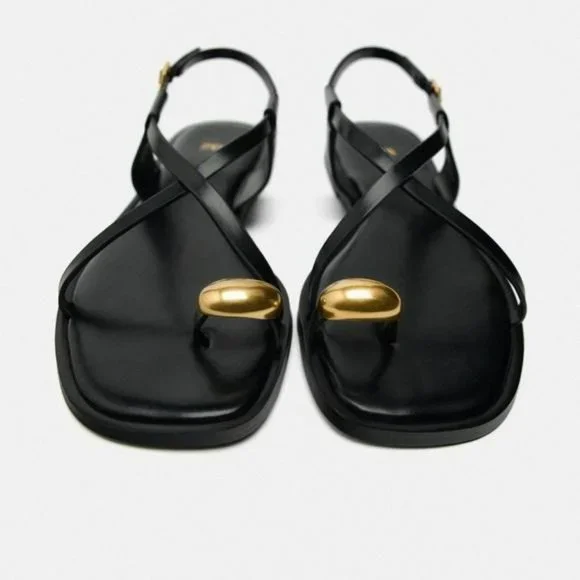 安心★関税込み★ZARA★LEATHER STRAPPY SANDALS LEATHER STRAPPY SANDALS WITH BUCKLE - Brown | ZARA United States
